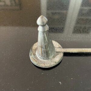 Vintage Pewter Etched Candle Snuffer "Arm" Featuring Crown, 14"